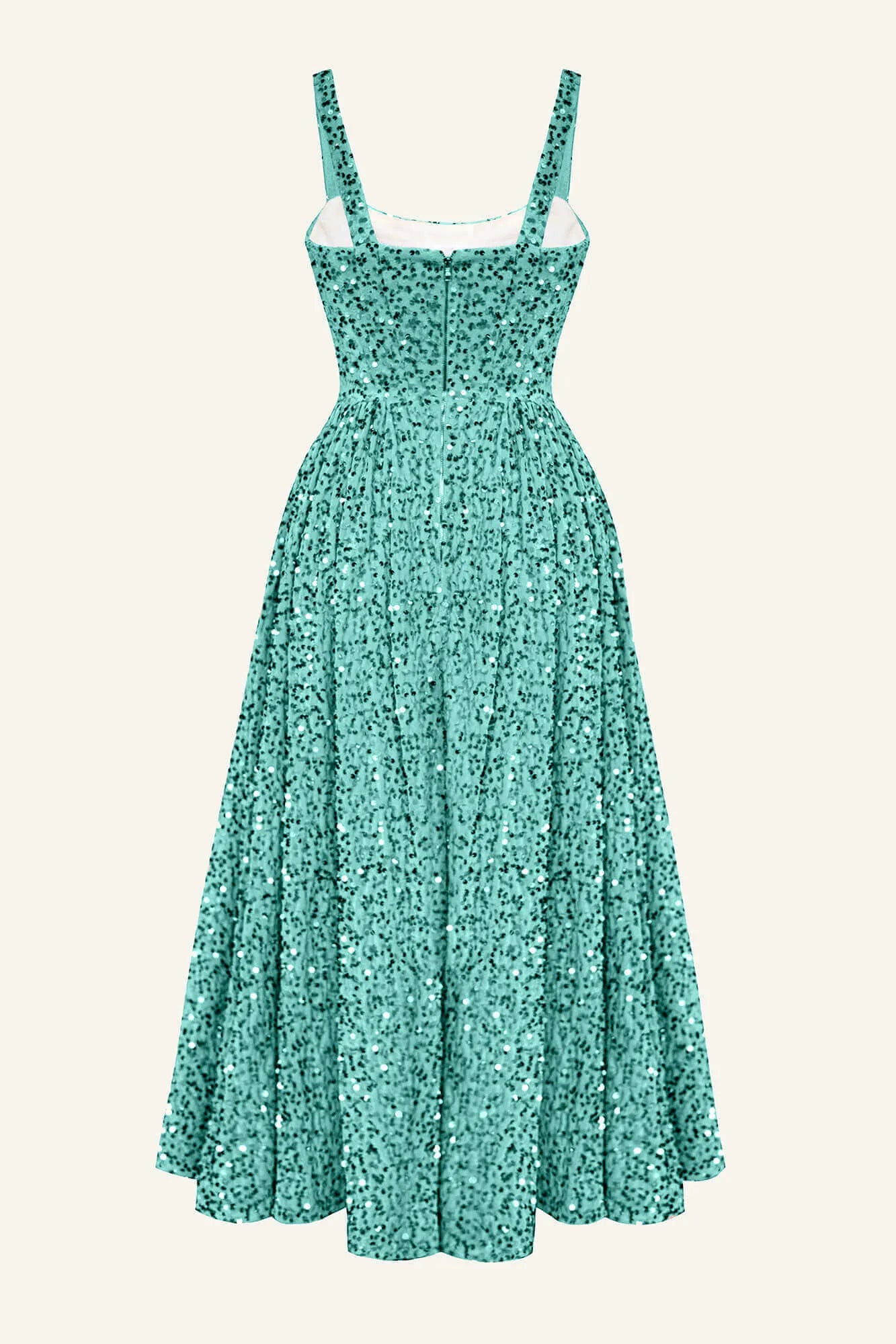 Vestido Midi de Veludo com Corset Estruturado e Paetês