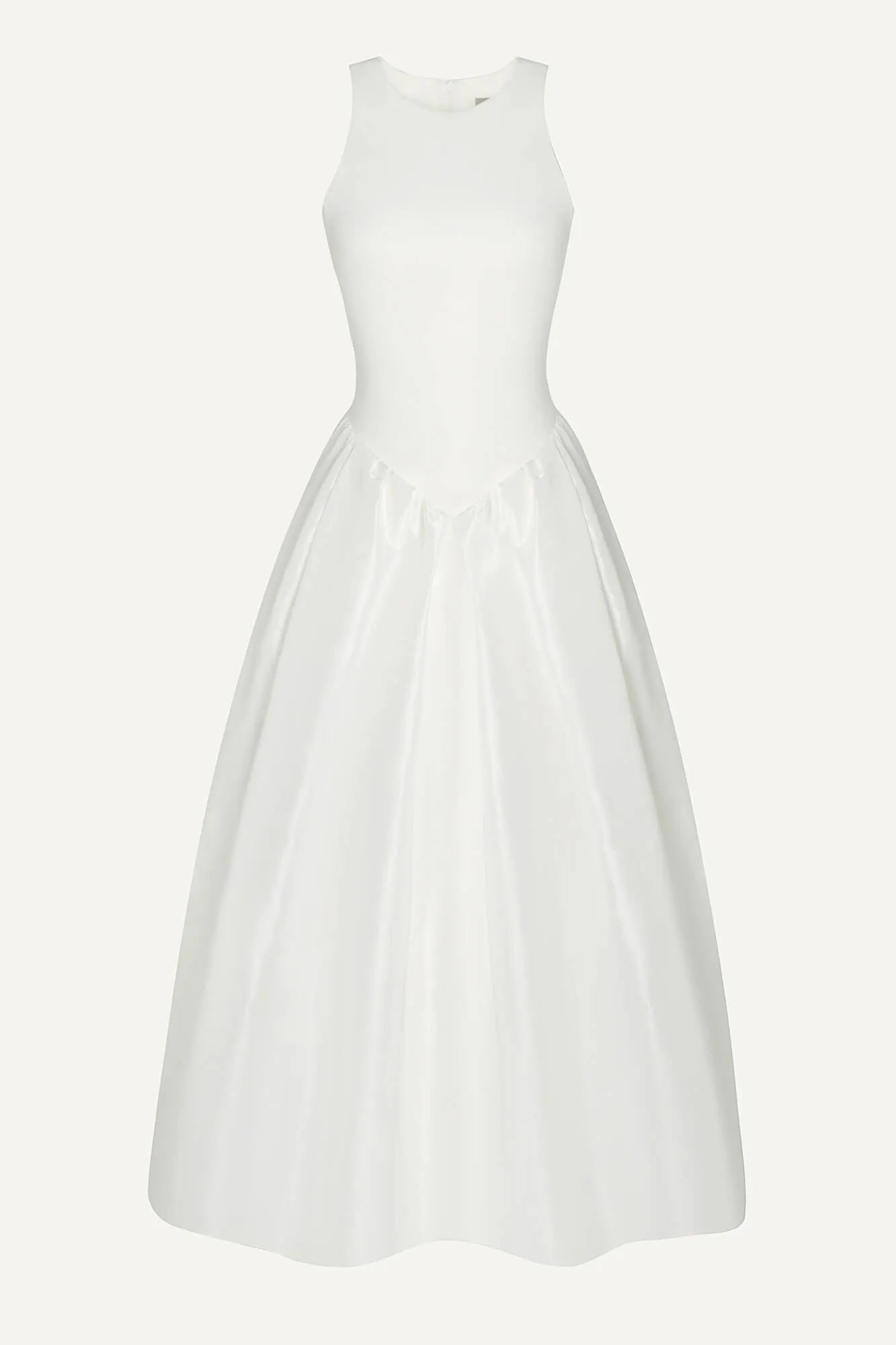 Vestido Midi com Saia Voluminosa em Tom Neutro