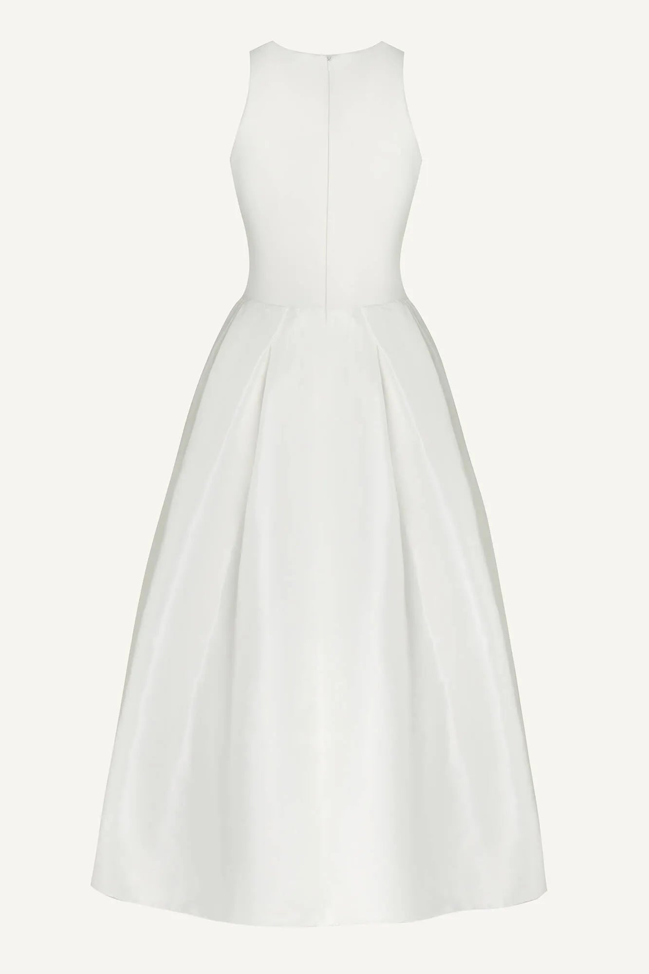 Vestido Midi com Saia Voluminosa em Tom Neutro