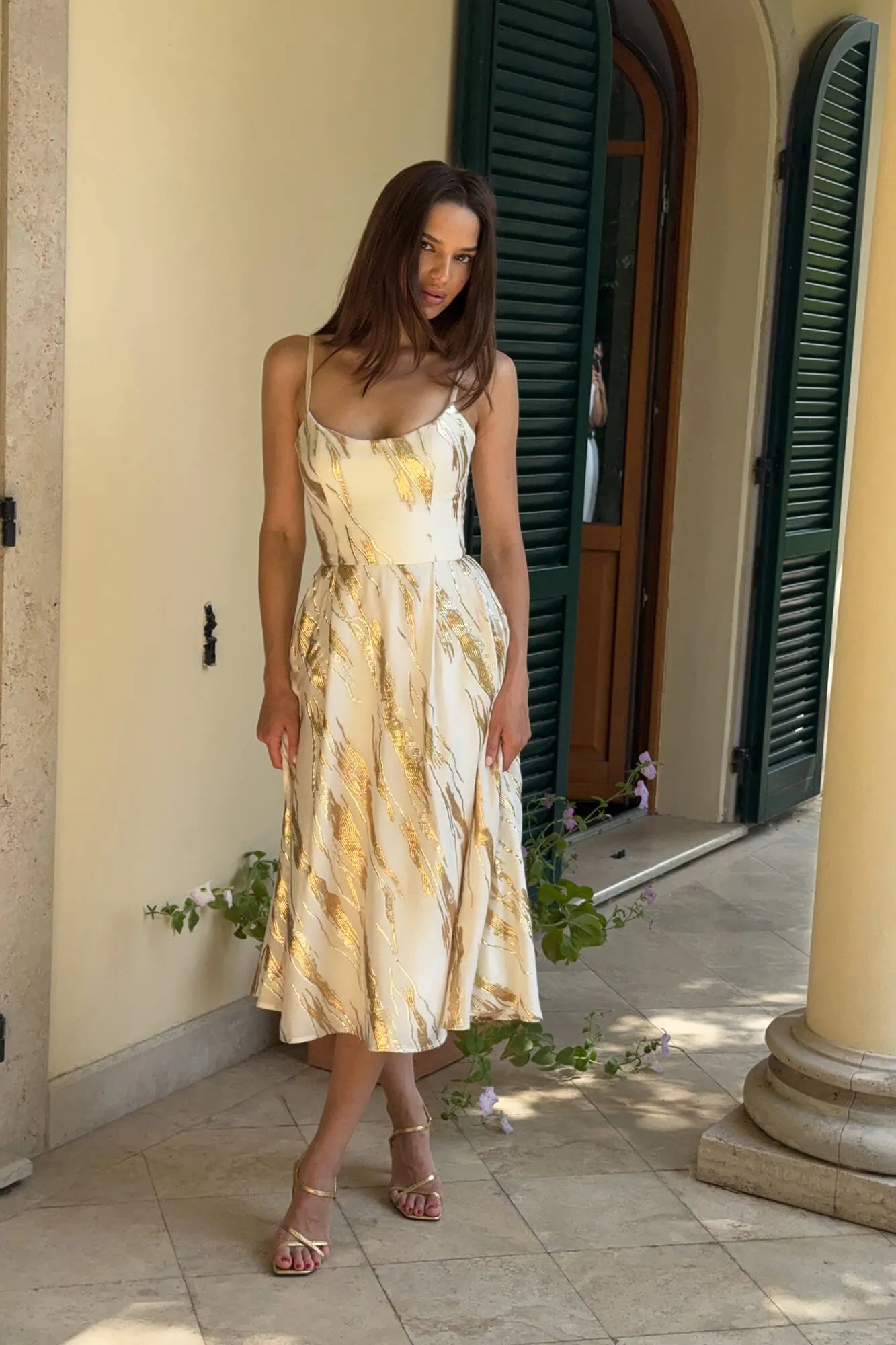 Vestido Midi Tomara Que Caia de Jacquard com Corset