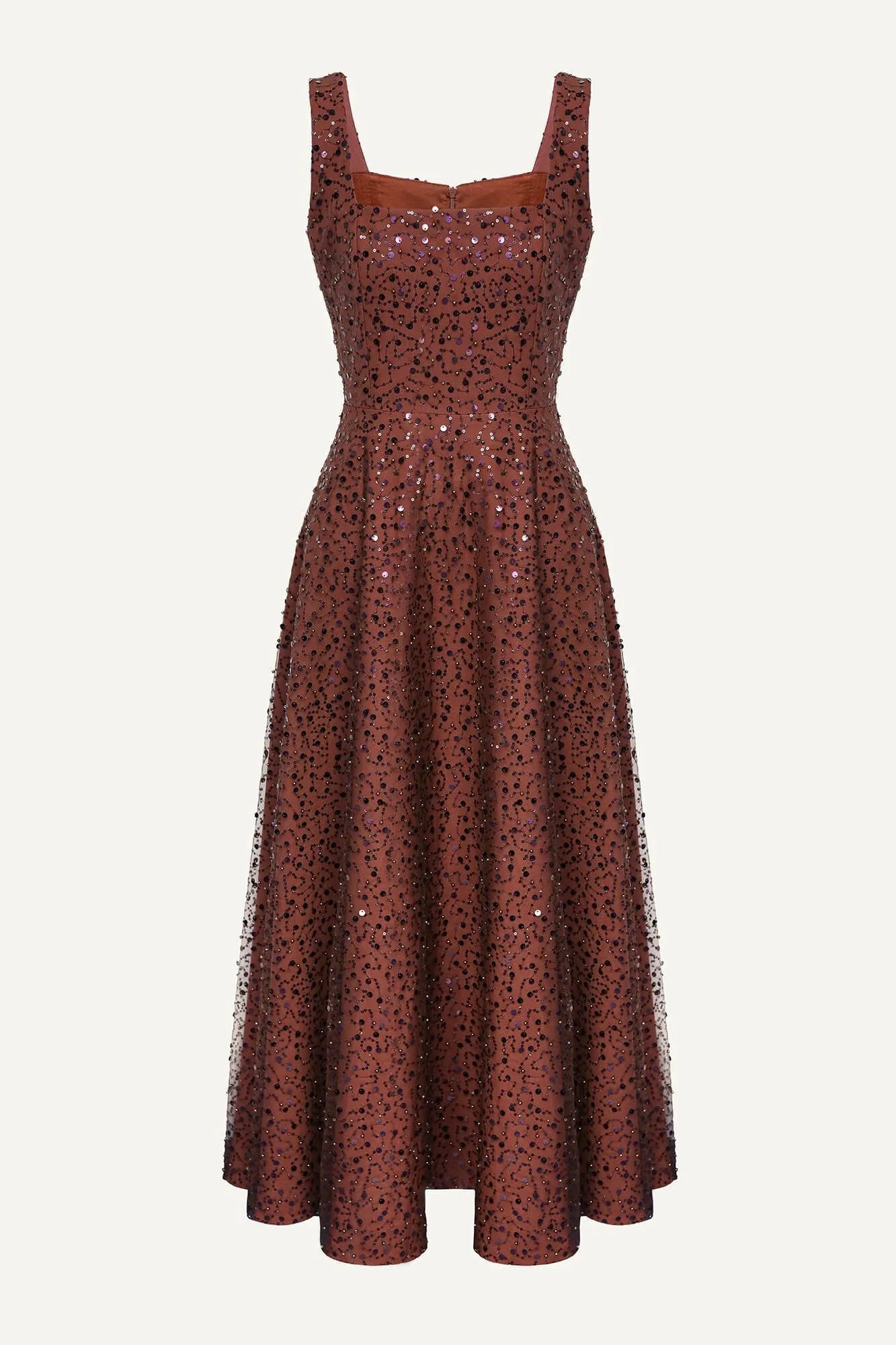 Vestido Midi Bordado com Paetês e Miçangas