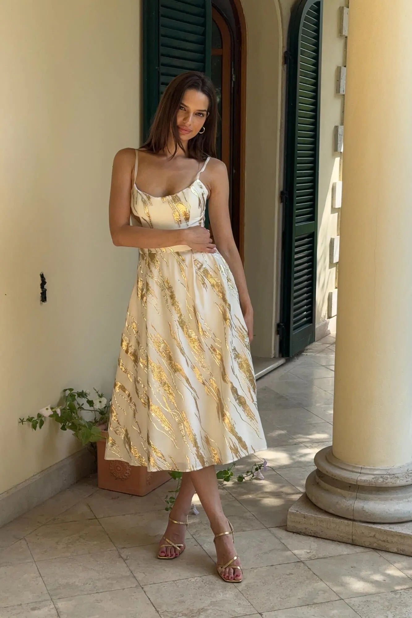 Vestido Midi Tomara Que Caia de Jacquard com Corset