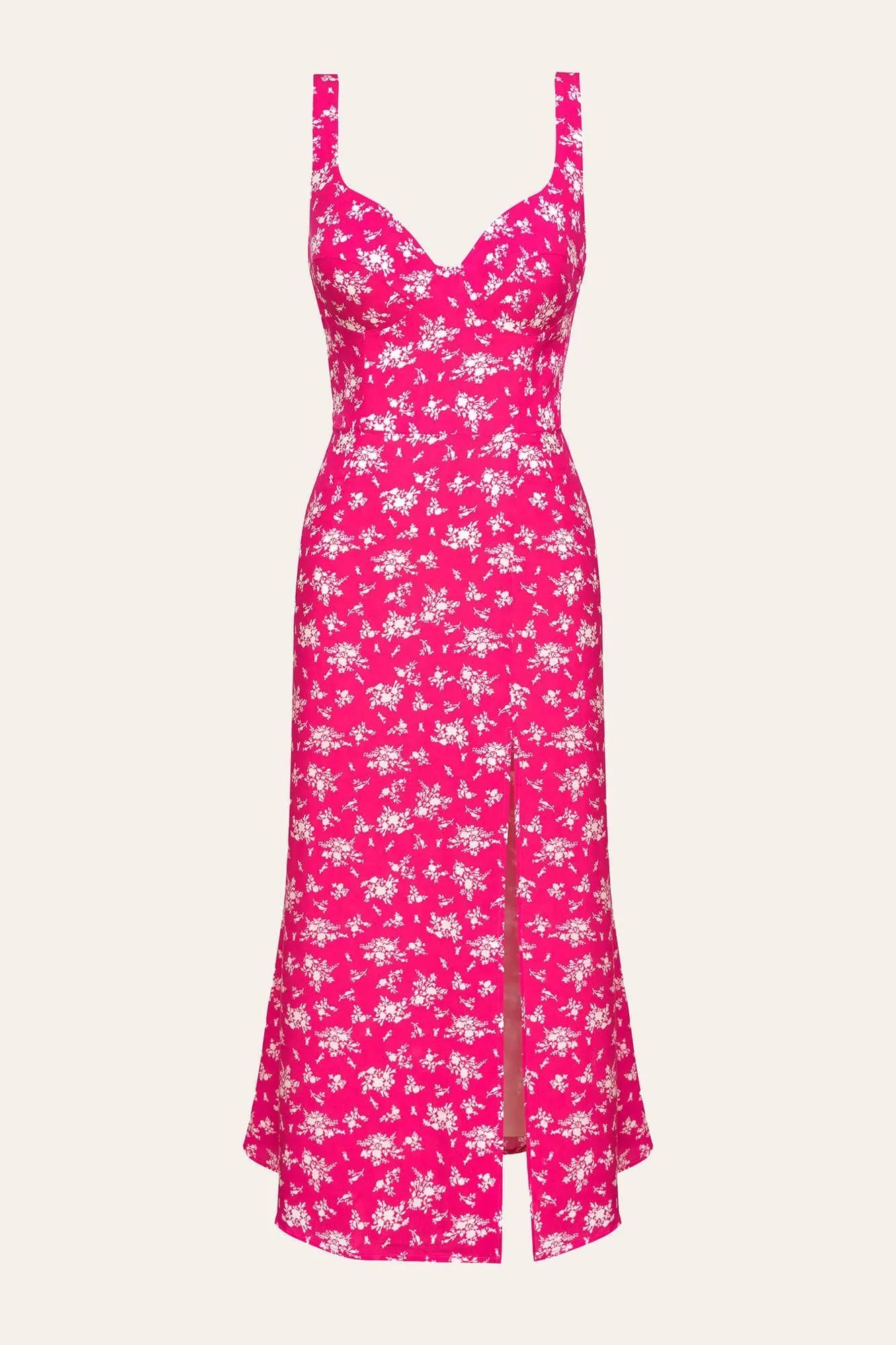 Vestido Midi com Decote V e Fenda Frontal