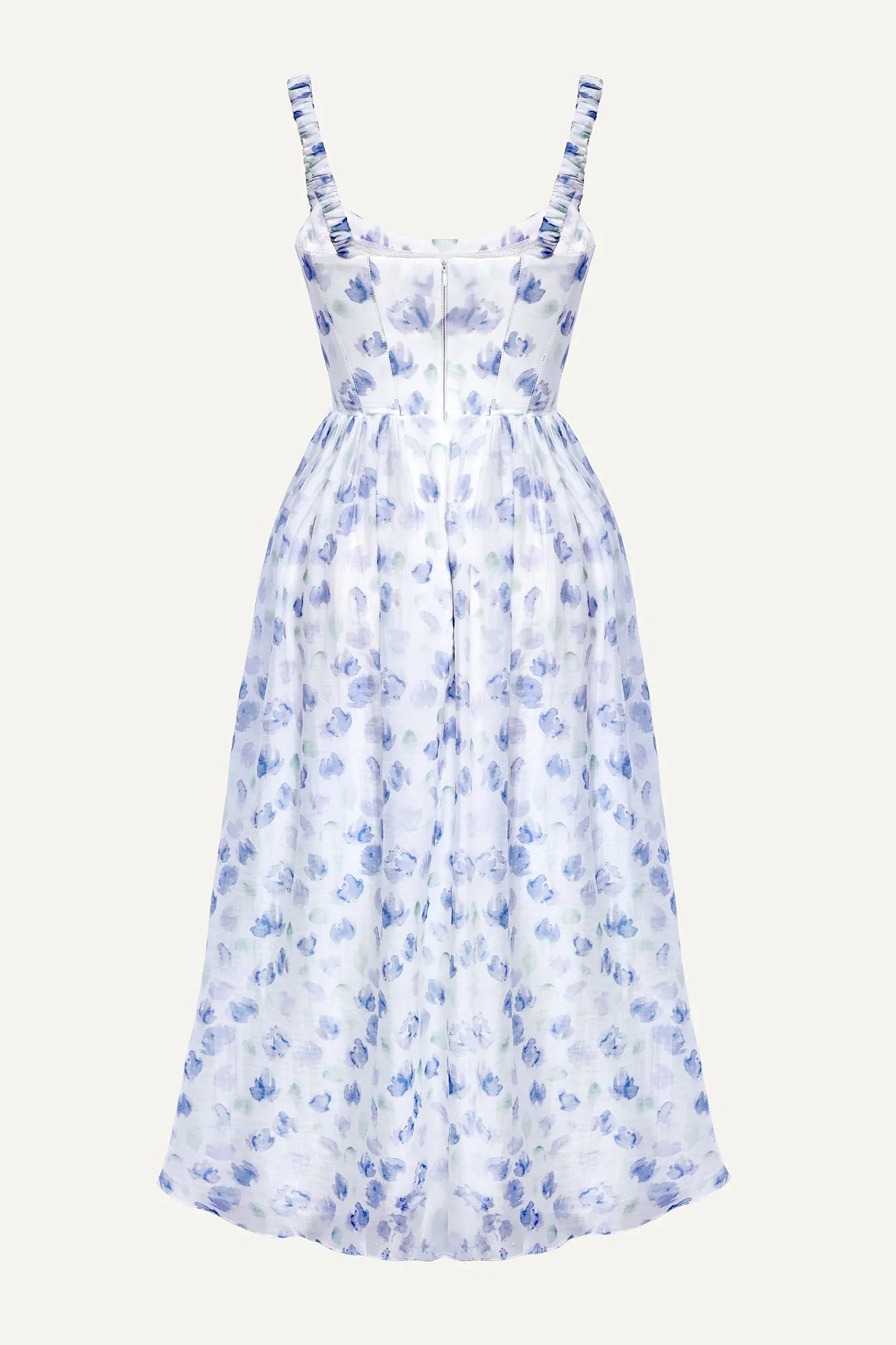 Vestido Midi de Chiffon com Corset e Estampa Floral