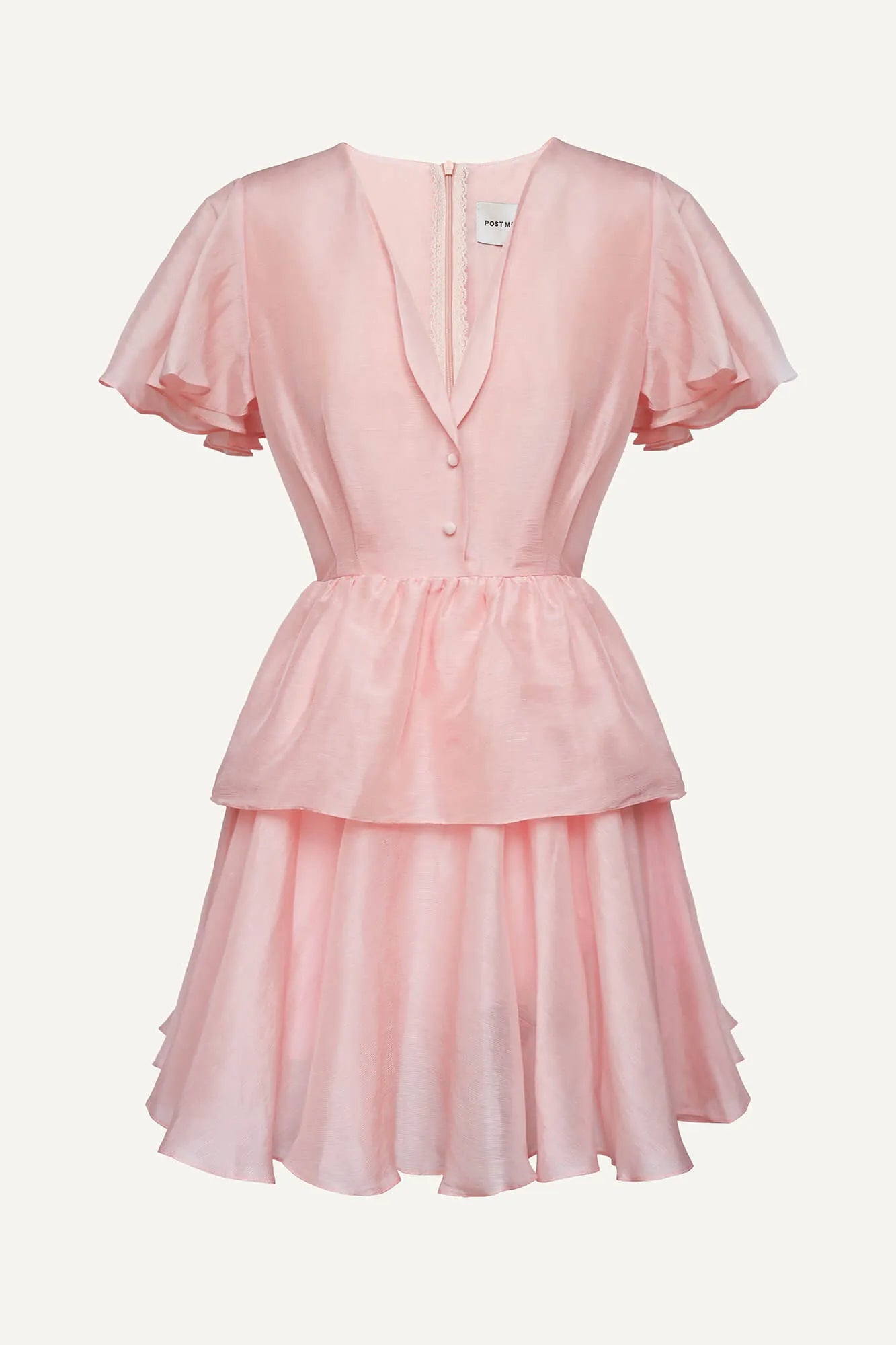 Vestido Mini com Babado Peplum e Mangas de Volante