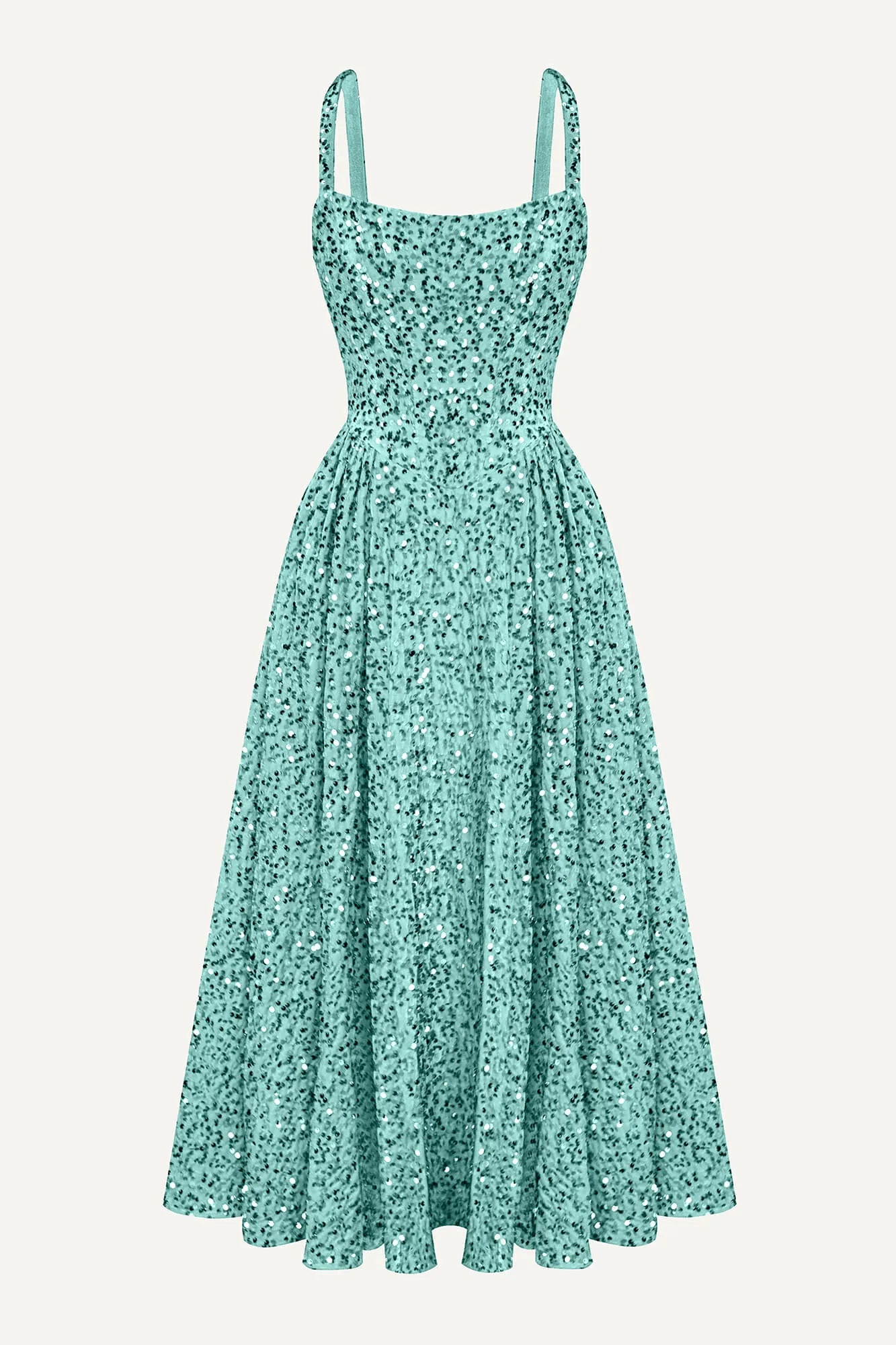 Vestido Midi de Veludo com Corset Estruturado e Paetês